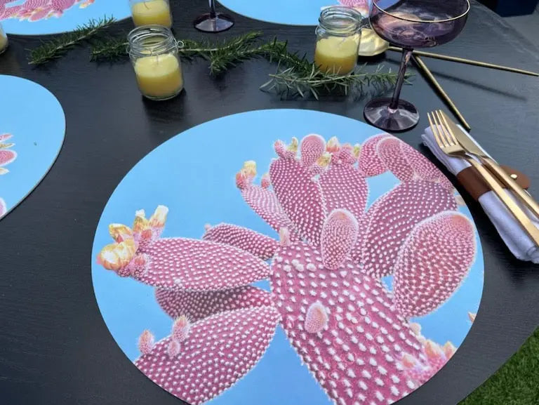 Placemats photo shoot in the garden. Enjoy a nice dinner with the beautiful Printed Placemats.