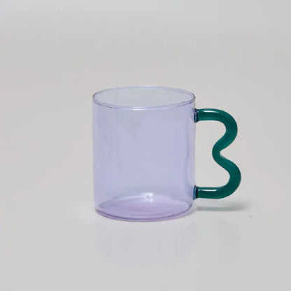 Colored Glass Cups Original Design Colorful Waved Ear Glass Mug Handmade Simple Wave Coffee Cup for Hot Water Collection41