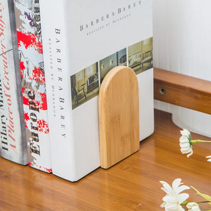 Nature Bamboo Desktop Organizer Office Home Bookends Book Ends Stand Holder Shelf Bookrack