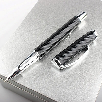 Deluxe quality Metal Black gray Business office Rollerball Pen 0.5mm Nib silver Clip rollerball Pen office School Supplies