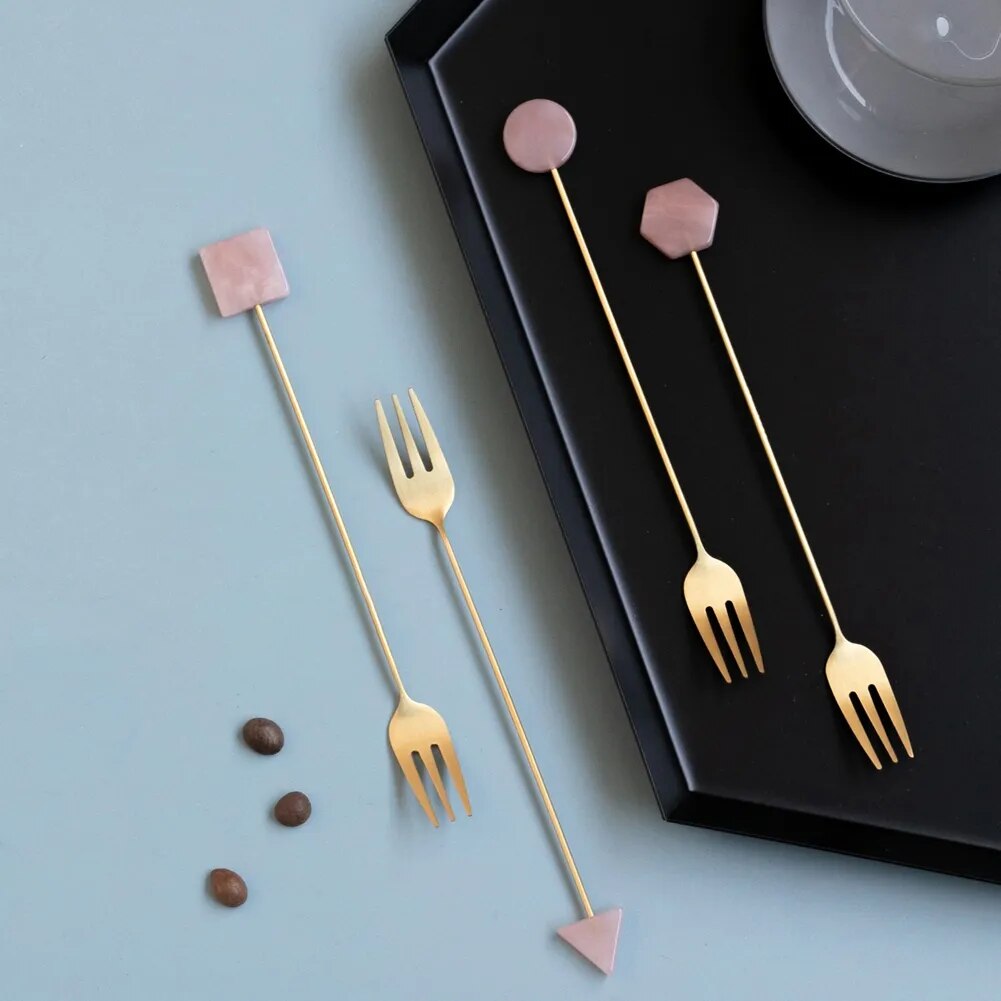 Modernist inspired cake fork and teaspoon sets
