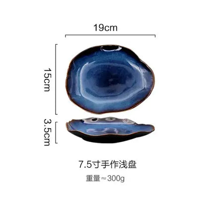 KINGLANG NEW Japanese Ceramic Food Dish Flat Plate Pottery Irregular Dish Dinnerware Dropshipping Wholesale Dishes Collection41