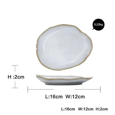 KINGLANG Quality Tableware Nordic Household Ceramics Irregular Shape Rice Salad Bowls Flat Dishes Shallow Desserts Dishes Plate Collection41