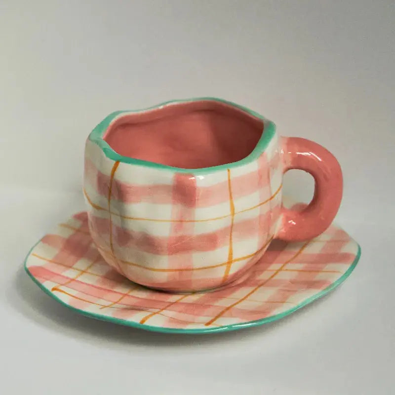 Korean Ins Style Hand Made Irregular Mug Hand Painted Flowers Ceramic Mug Breakfast Cup Coffee Cup Cute Tea Cups Collection41