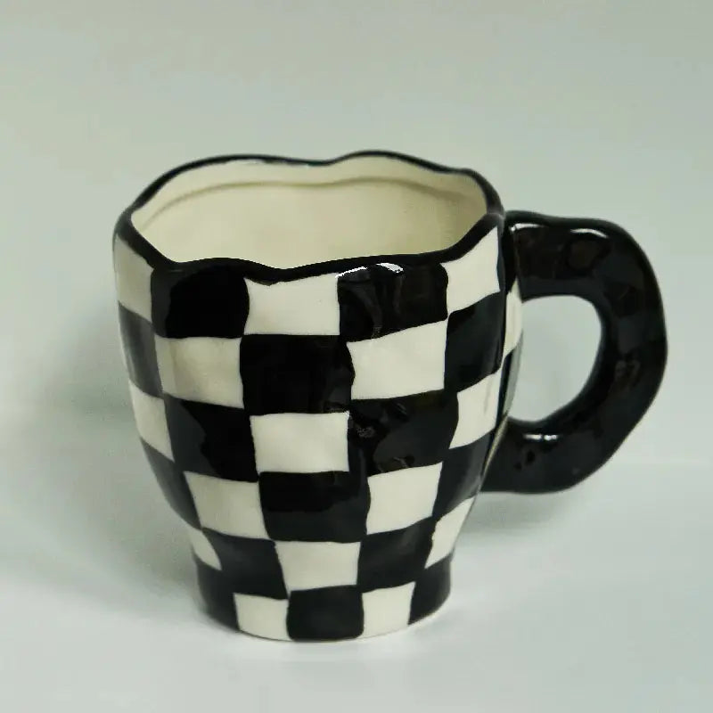 Korean Ins Style Hand Made Irregular Mug Hand Painted Flowers Ceramic Mug Breakfast Cup Coffee Cup Cute Tea Cups Collection41