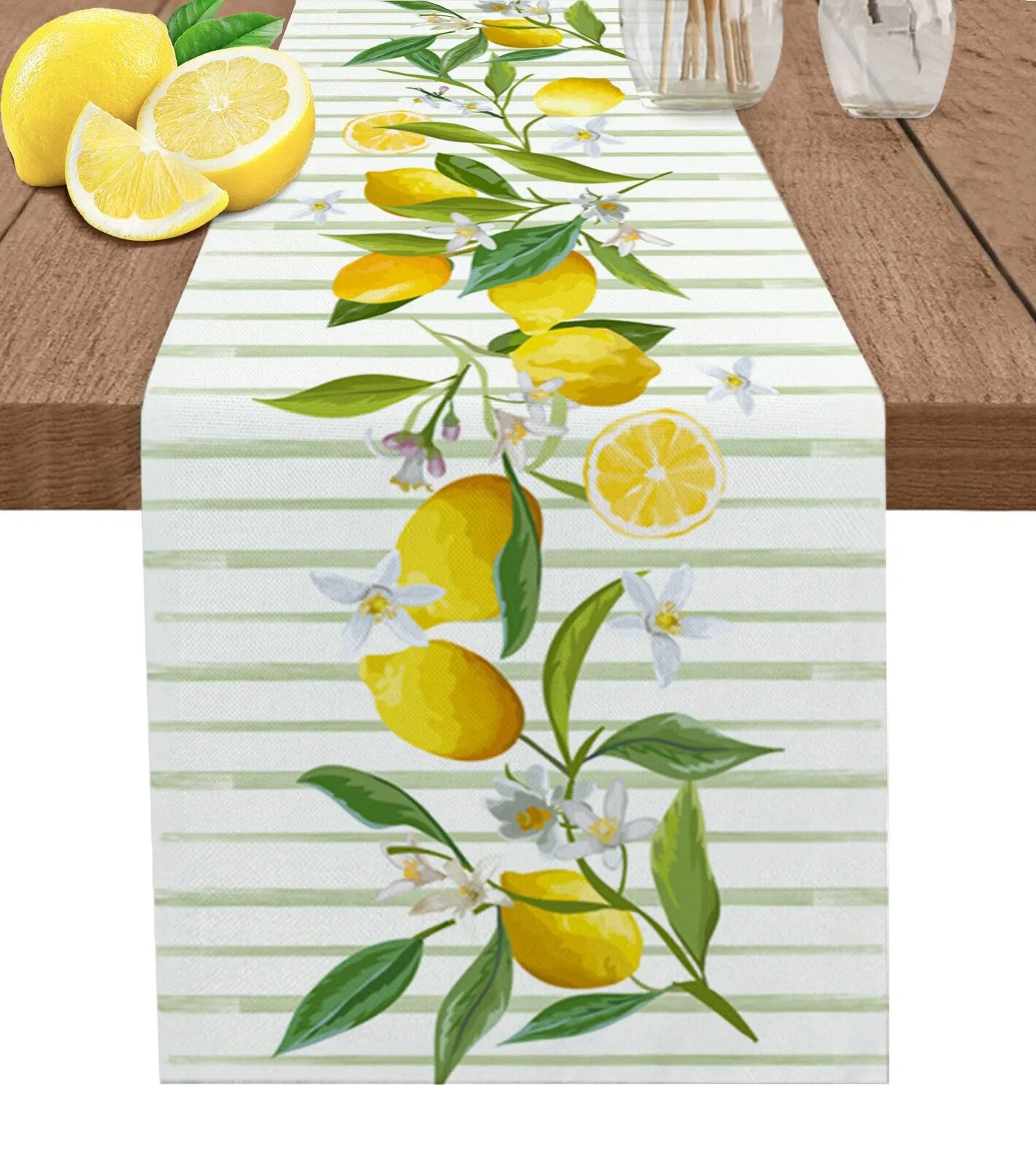 Amalfi inspiered lemon printed table runner