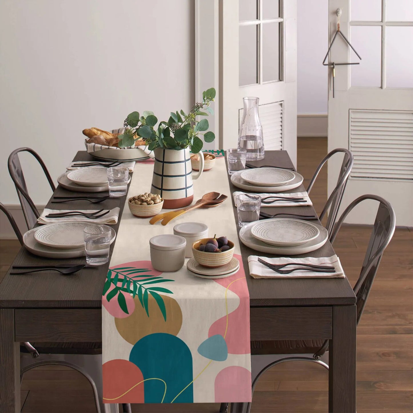 Abstract Art Tropical Leaves Mid Century Sun Table Runner Decoration Home Decor Dinner Table Decoration Table Decor