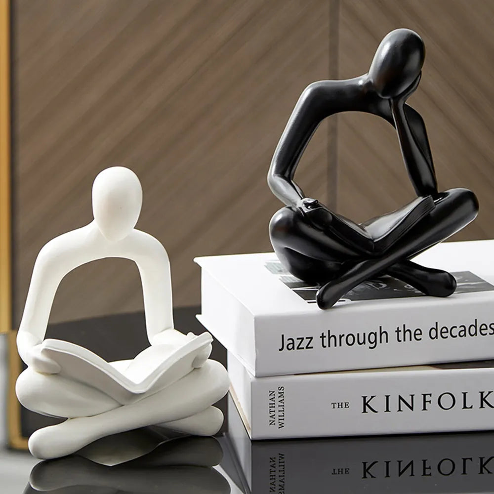 Nordic Home Decoration Abstract Thinker Statue Miniature Resin Sculpture  Figurines for Interior  Office  Desk Accessories
